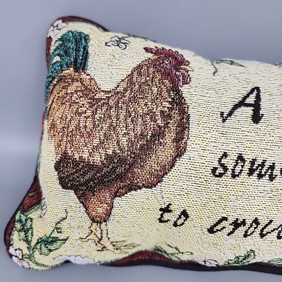 Rooster Something To Crow About Le Roost 12.5" x 8.5" Tapestry Pillow Farmhouse - Picture 2 of 4